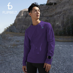 Flipbelt 长袖t恤男秋冬透气瑜伽跑步运动上衣休闲圆领速干 凝夜紫 M