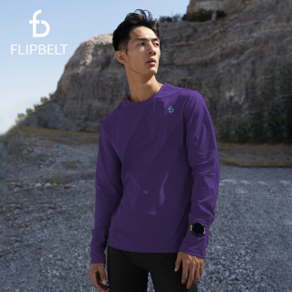 Flipbelt 长袖t恤男秋冬透气瑜伽跑步运动上衣休闲圆领速干 凝夜紫 M