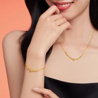黄金手链波光粼粼足金车花金珠双层手链女款计价