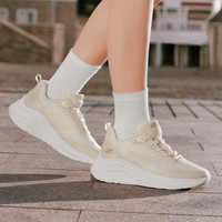 斯凯奇【时尚增高】女鞋夏季绑带休闲运动鞋舒适简洁透气网布 自然色/NAT 38