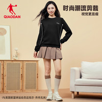 乔丹圆领卫衣女士2025秋季宽松舒适时尚减龄百搭长袖女套头衫 灰花灰/黑色-男 185/3XL