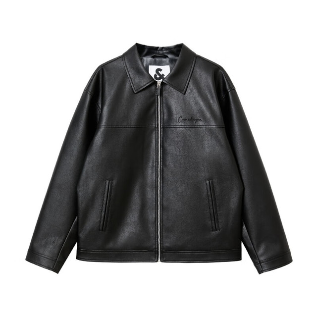 JACK&JONES 杰克琼斯 翻领宽松荔枝纹PU行政夹克