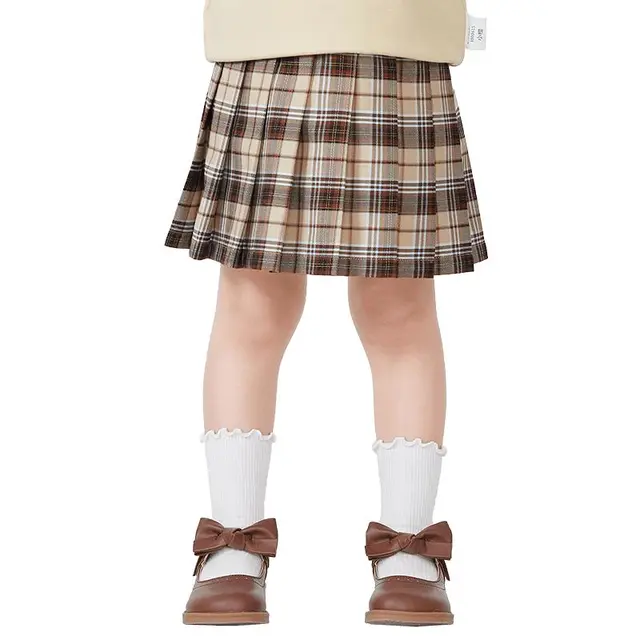 巴拉巴拉童装女童裙子儿童学院风JK百褶裙秋季半身裙时尚格纹短裙