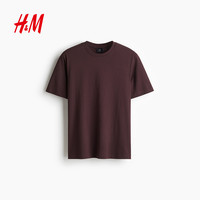 HM男装女装T恤25秋季透气圆领简约运动上衣短袖内搭打底衫0685816 175/108 红色