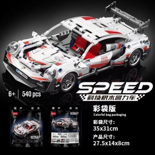 LELE BROTHER 乐乐兄弟 新款回力跑车系列积木 8929-3 保时捷 彩袋装