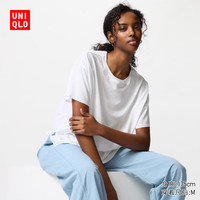 优衣库 女装AIRismT恤/短袖宽松上衣474415 00 白色 L /160/88A
