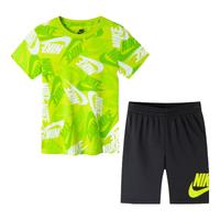 NIKE 耐克童装短裤+短袖2件套2025年夏季满印男女童运动时尚套装