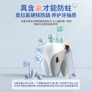 袋鼠杰克儿童牙膏3-12岁含氟防蛀奥拉氟牙膏固齿果味不辣口80g 【组合装-3瓶】防蛀牙龋齿