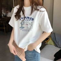 以纯 女士纯棉短袖T恤 风扇兔子