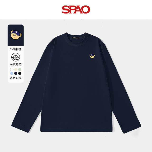 SPAO 休闲纯棉圆领长袖
