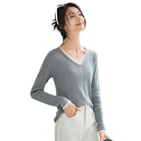 初申春秋针织衫女旷野美拉德假两件含羊毛针织打底衫S143Z3025