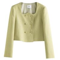 FANSILANEN范思蓝恩23FS11206法式小香风外套女春秋气质名媛短外套 芥末黄绿 L