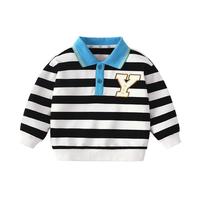 懿琪宝贝儿童polo衫春季宝宝针织衫婴儿上衣春装女童衣服男童童装春款 黑白条纹色 90