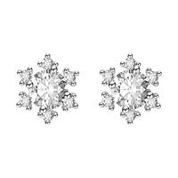 S999纯银雪花耳钉女2025锆石耳环轻奢高级感养耳洞耳饰品