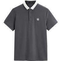 太平鸟男装【凉感索罗娜】 夏刺绣短袖休闲POLO衫 灰色第一批(合体) L