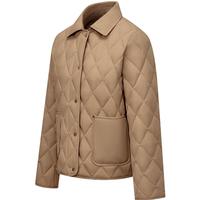 波司登（BOSIDENG）25轻薄90鹅绒服女短款格纹翻领小香风保暖外套B250134182 慕斯卡其|7C83 S 160/84A 体重约100-110斤