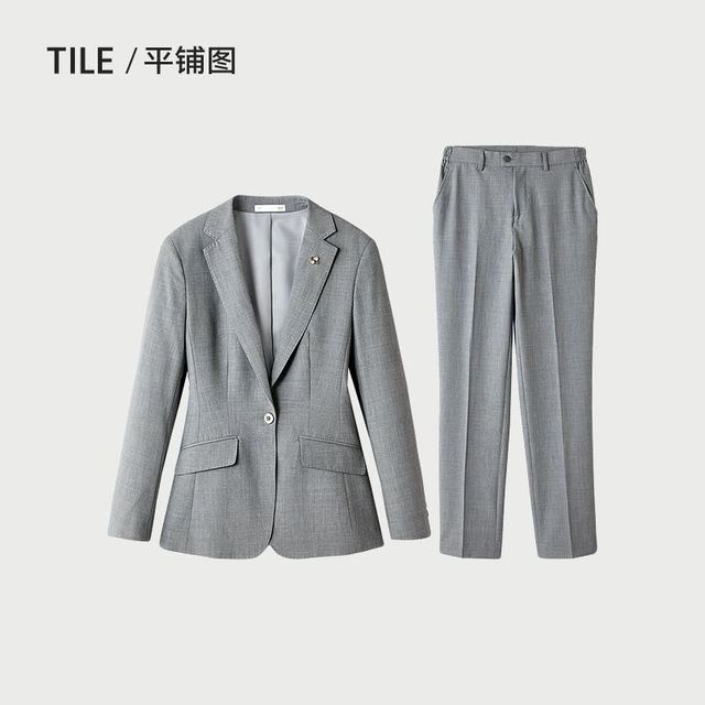 HLA 海澜之家 女士正装西服套装25春夏季新款胸针点缀通勤微弹套西