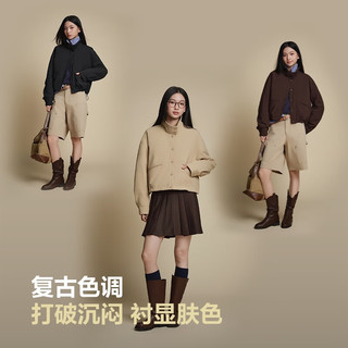 波司登（BOSIDENG）轻薄羽绒服女短款90绒巴恩风休闲立领夹克保暖外套B250135336 金沙卡其|7C91【色】 S 160/84A 体重约110-125斤