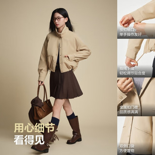 波司登（BOSIDENG）轻薄羽绒服女短款90绒巴恩风休闲立领夹克保暖外套B250135336 金沙卡其|7C91【色】 S 160/84A 体重约110-125斤