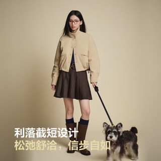 波司登（BOSIDENG）轻薄羽绒服女短款90绒巴恩风休闲立领夹克保暖外套B250135336 金沙卡其|7C91【色】 S 160/84A 体重约110-125斤