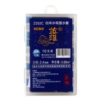 英雄(HERO)可擦墨囊 2102C可替换一次性墨胆 消字笔魔笔可擦 3.4mm口径 10支装 蓝黑色 3.4蓝黑-10支装-魔笔可擦