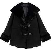 播黑标系列羊毛大衣女冬短款机车羊羔毛外套BDQ4AD0644