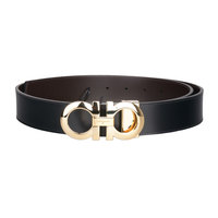 Salvatore Ferragamo 菲拉格慕 FERRAGAMO菲拉格慕 男士经典简约牛皮平滑扣黑色皮带腰带