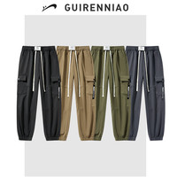 贵人鸟休闲裤男秋冬季裤子男中青年款工装裤 黑色【加绒】 L 