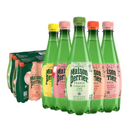 巴黎水 perrier 法国Perrier巴黎水天然矿泉水柠檬青柠味气泡水330ml*24瓶