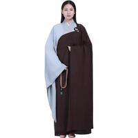 皮尔卡丹（pierre cardin）深咖啡色海青男女通用居士服海清麻纱料缦衣戒衣袈裟垂感好针织 咖啡色 M 身高150-153c