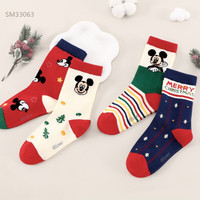 迪士尼女童袜子2025秋冬款棉袜棉可爱宝宝儿童短袜白色中筒袜男童 款 混色 33063- 4双 均码 18-20cm/适合6-8岁