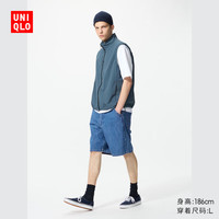 优衣库男装/男女同款牛仔工装短裤/水洗产品裤子休闲宽松中裤477165 66 蓝色 L /175/88A