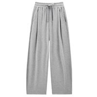 太平鸟高腰针织香蕉裤2025年春季宽松茧型弯刀裤运动休闲裤子 灰色薄款（防晒UPF40+） S