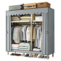 乐爱家简易衣柜加粗钢管出租房布衣柜家用宿舍衣柜卧室全钢架结构衣橱 【全钢架-合金接头】-1.3米宽