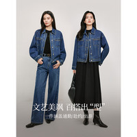茵曼（INMAN）章若楠同款复古休闲女装短款牛仔外套2025年秋季长袖上衣 牛仔蓝-经典款-18438139 L