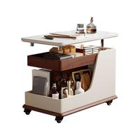 法莎蒂政府补贴客厅边几可移动沙发边桌意式极简边柜小推车茶几置物架 BJ3023【黑+胡桃色】.可移动小推车边几