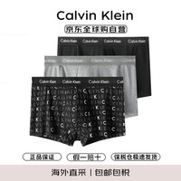 卡尔文·克莱恩 CK 男士平角内裤套装 3条装 U2664G  YKS字母黑灰 L