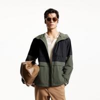 JACK&JONES 杰克琼斯 秋季外套男时尚潮流百搭拼色上衣字母刺绣略宽松连帽夹克外套男