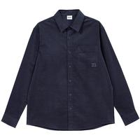 JACK&JONES 春秋衬衫男舒适简约灯芯绒潮休闲字母刺绣纯色长袖衬衫男装上衣