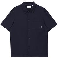 JACK&JONES 春夏款男士衬衫翻领基础百搭贴袋麻混纺上衣短袖衬衫