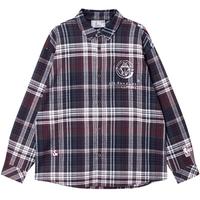 JACK&JONES 秋NBA联名衣身撞色格纹宽松翻领衬衫男长袖上衣