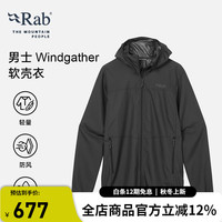 Rab 睿坡 男士Windgather户外运动防风防泼水外套连帽软壳衣 QWS-84 黑色BLK M