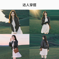香影 黑色皮衣外套女小个子2025秋季高级感酷飒风短款pu皮夹克 黑色 L 165/88A/110-125斤