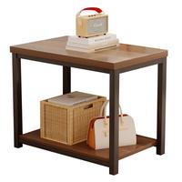 卓博茶几客厅边几茶桌茶水柜置物架床头柜床边桌子CJ11胡桃色60*40cm 双层茶几桌60*40cm-胡桃色