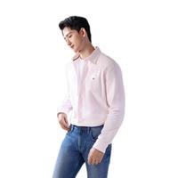 TOMMY HILFIGER【牛津纺】秋冬男女商务休闲通勤易打理纯色条纹长袖衬衫 【细条纹微弹衬衫】-粉色条纹TH3 L (:150-165斤)