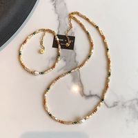 花饰庄园淡水珍珠碧玺彩色多巴胺串珠项链女感轻奢小众锁骨颈链 RF749手链