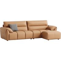 林氏家居简约科技布沙发客厅奶油风钢琴键大象耳朵直排猫抓布家具BS060 【耐磨猫爪皮】秋日橙|2.8m+脚踏