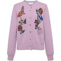 EP雅莹2025秋装女装 羊毛羊绒混纺嵌花钉珠圆领针织开衫9181A 粉红 XL