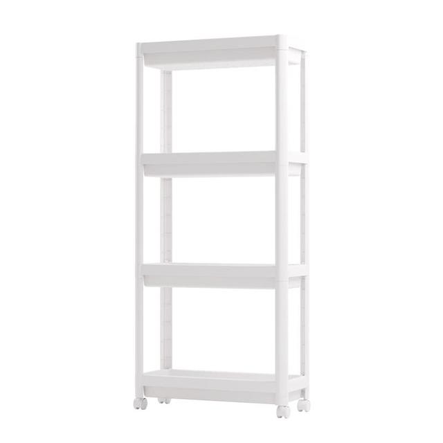 移动端、京东百亿补贴：京东京造 厨房置物架 落地收纳柜调料餐边碗橱柜储物蔬菜小推车 白色 4层