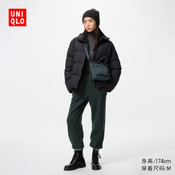 优衣库 女装舒适长裤/休闲裤加绒保暖25秋冬479912 59 墨绿色
